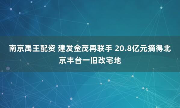 南京禹王配资 建发金茂再联手 20.8亿元摘得北京丰台一旧改宅地